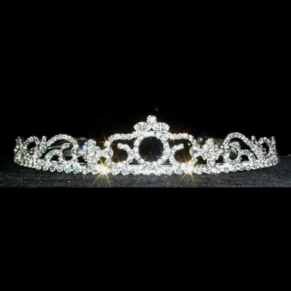 Tiara headpiece Rhinestone women hair piece silver